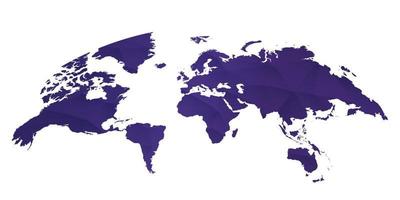 Rounded world map on white background in ultra violet color. vector