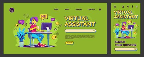Virtual assistant landing page, onboard screen