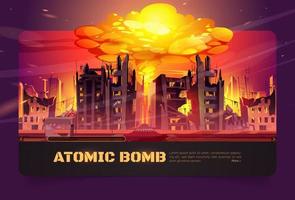Atomic bomb explosion in destroyed city