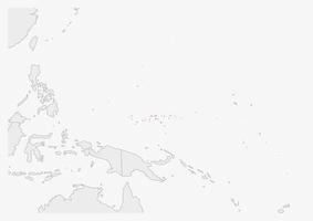 mapa de micronesia resaltado en los colores de la bandera de micronesia vector