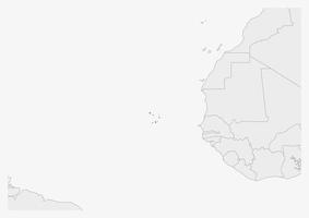 Cape Verde map highlighted in Cape Verde flag colors vector