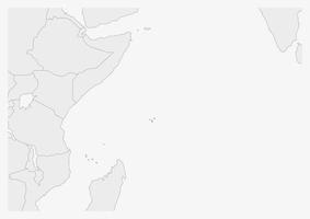 mapa de seychelles resaltado en los colores de la bandera de seychelles vector