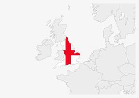 England map highlighted in England flag colors vector