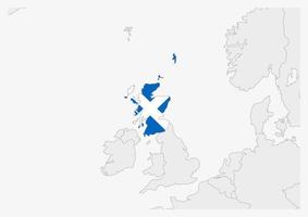 Scotland map highlighted in Scotland flag colors vector