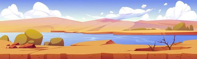 Game level landscape of african desert with oasis vector