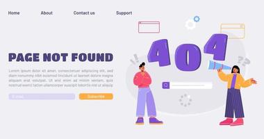 Error 404 page not found landing vector web banner