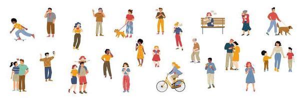 People crowd, group of diverse characters set vector