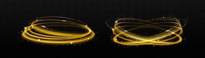 Gold glow spinning circles, speed, motion effect vector