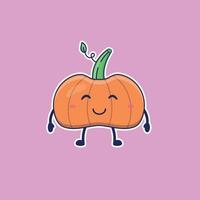 Cute cartoon pumpkin in vector illustration