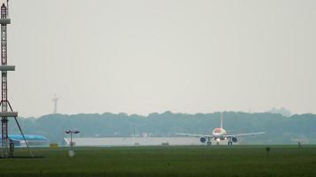 AMSTERDAM, THE NETHERLANDS JULY 26, 2017 - EasyJet Airbus A319 G EZDT accelerate before departure at runway 24 Kaagbaan. Schiphol Airport, Amsterdam, Holland video