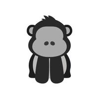 Cute Gorilla Sitting Wild Animal in Monkey Animated Cartoon Vector Illustration