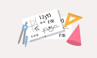 Cartoon maths elements background, education logo vector