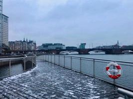 Copenhagen bridge by winter in Denmark photo