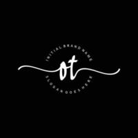 Initial OT handwriting logo template vector