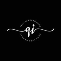 Initial QI handwriting logo template vector