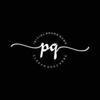 Initial PQ handwriting logo template vector