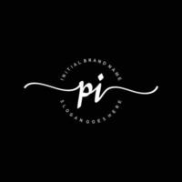 Initial PI handwriting logo template vector