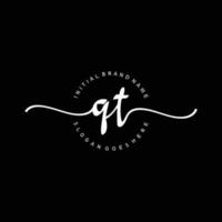 Initial QT handwriting logo template vector