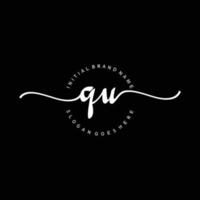 Initial QU handwriting logo template vector