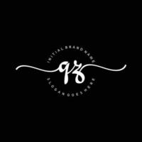 Initial QZ handwriting logo template vector