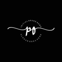 Initial PO  handwriting logo template vector