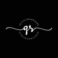 Initial QR handwriting logo template vector