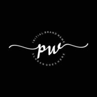 Initial PW handwriting logo template vector