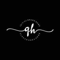 Initial QH handwriting logo template vector