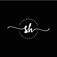 Initial SH handwriting logo template vector