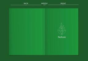 maqueta de plantilla de portada de libro vertical en blanco con páginas delante y detrás.fondo verde. utilizado para portada de revista, libro, folleto, folleto. vector