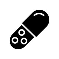 Medicament black glyph icon. Capsule pill. Solid dosage form. Oral medication. Medical treatment and therapy. Silhouette symbol on white space. Solid pictogram. Vector isolated illustration