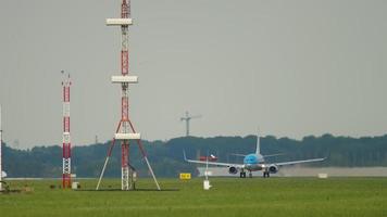 AMSTERDAM, THE NETHERLANDS JULY 27, 2017 - Boeing 737 KLM Royal Dutch Airlines accelerate before departure from Schiphol Airport, Amsterdam, Holland video