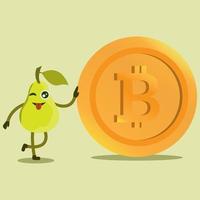 pear character holding digital currency vector