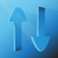 two arrows up and down with blue gradient color vector