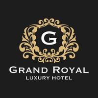 ilustración vectorial logo grand royal hotel de lujo diseño vintage vector