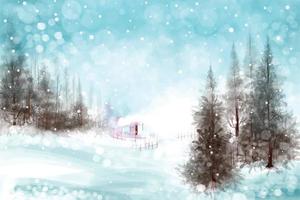 fondo de invierno de diseño de tarjeta de árbol de navidad de nieve y escarcha vector