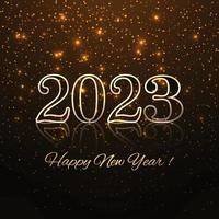 Happy new year 2023 holiday card festival with glitters background vector