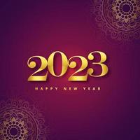 Happy new year golden text 2023 celebration card background vector