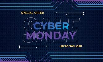 Cyber Monday Sale Special Offer. Modern futuristic advertising design with circuit board pattern. vector