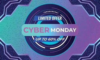 Abstract futuristic light glowing cyber monday sale special offer discount. vector