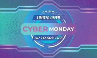 Abstract futuristic light glowing cyber monday sale special offer discount. vector