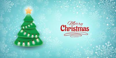 Christmas snow background with Christmas tree light decoration vector