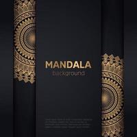 Luxury mandala background with golden arabesque pattern east style.ornament elegant invitation wedding card , invite, backdrop cover banner.Golden ethnic element on black background. vector