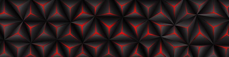 Black polygon red light futuristic technology banner design Vector illustration abstract background