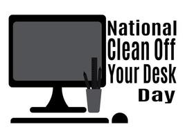 limpieza nacional del día de su escritorio, idea para afiches, pancartas, volantes o postales vector