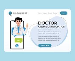 online doctor consultation web aplication landing page template vector