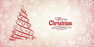 Christmas greeting background with snow and christmas tree vector