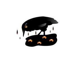 cute crow flat design vector illustration