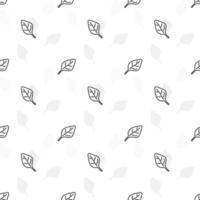 Doodle contorno blanco y negro con fondo transparente, hojas de hierba patrón sin costuras. vector