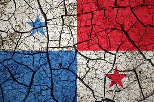 Dry soil pattern on the flag of Panama. Country with drought concept. Water problem. Dry cracked earth country. photo